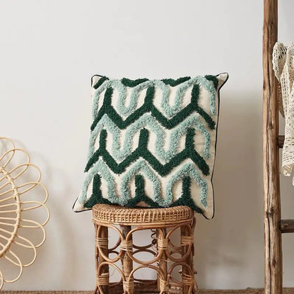Geometric Embroidery Waist Protection Tufted Pillow
