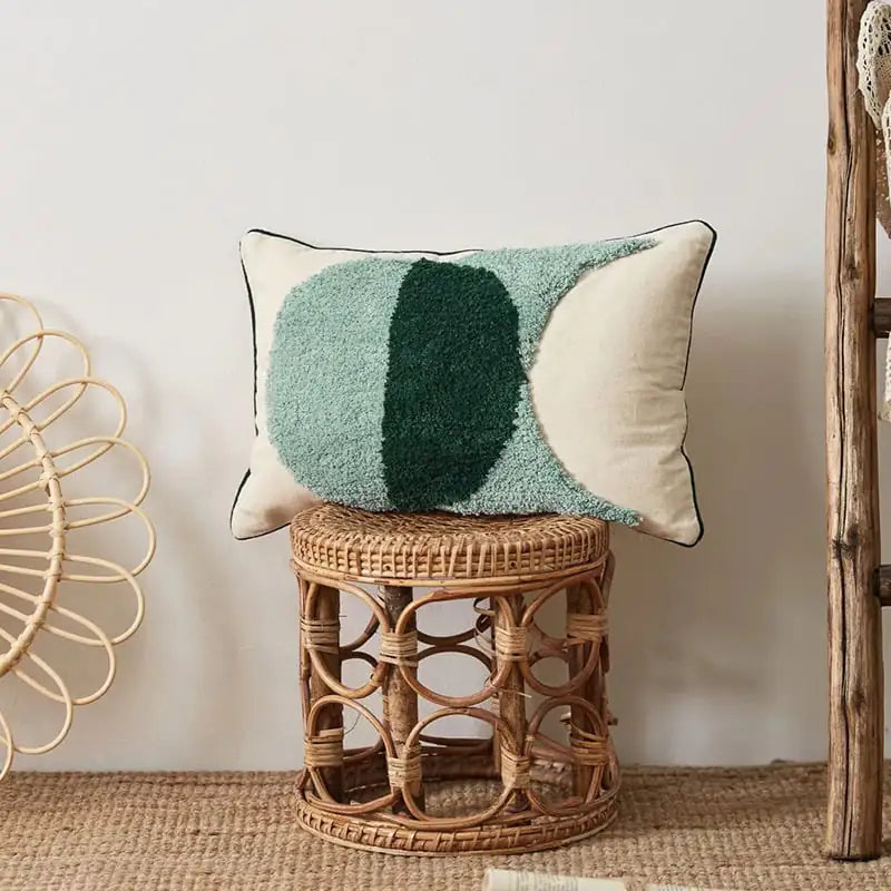 Geometric Embroidery Waist Protection Tufted Pillow