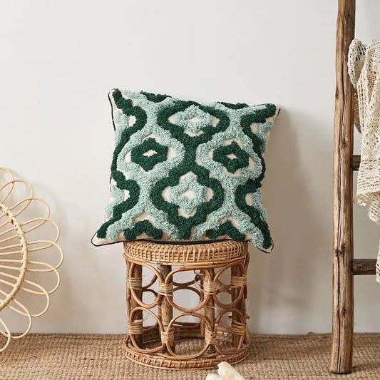 Geometric Embroidery Waist Protection Tufted Pillow
